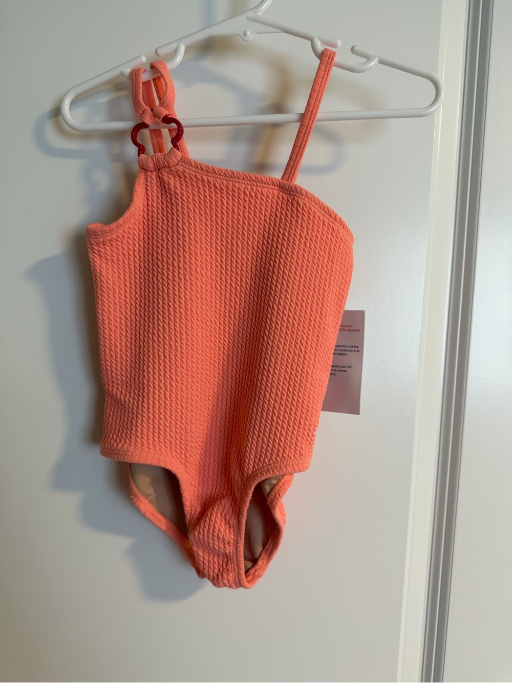 Textured One-Shoulder Coral swimsuit 3T